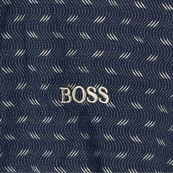 Hugo Boss Mens Cotton Button Down Shirt Size XXL Blue Long Sleeve Collar Pocket - Picture 12 of 13